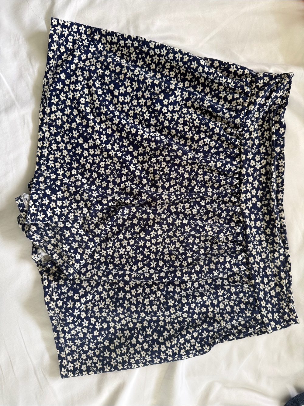 Fighting Eel Navy Floral Waistband Mini Skirt